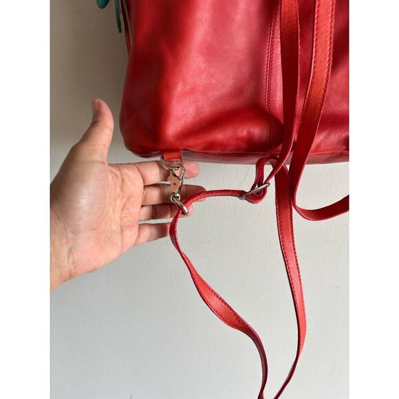 Velez 100% Leather Mini Backpack Multicolor Red Bag Size Small - Picture 5 of 12